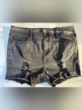 Blackheart Dark Gray Distressed Jean Shorts